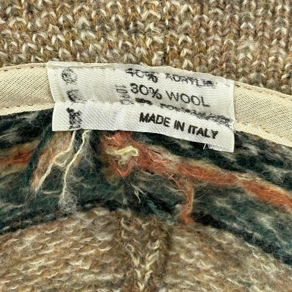 Knit Bucket Hat‎ Women OS Brown Excellent Wool Blend Made in Italy VTG